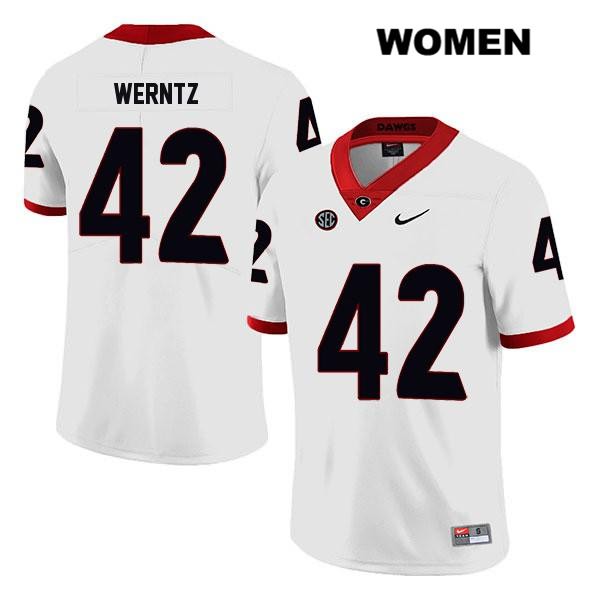 Georgia Bulldogs Women's Mitchell Werntz #42 NCAA Legend Authentic White Nike Stitched College Football Jersey UOH0056MB